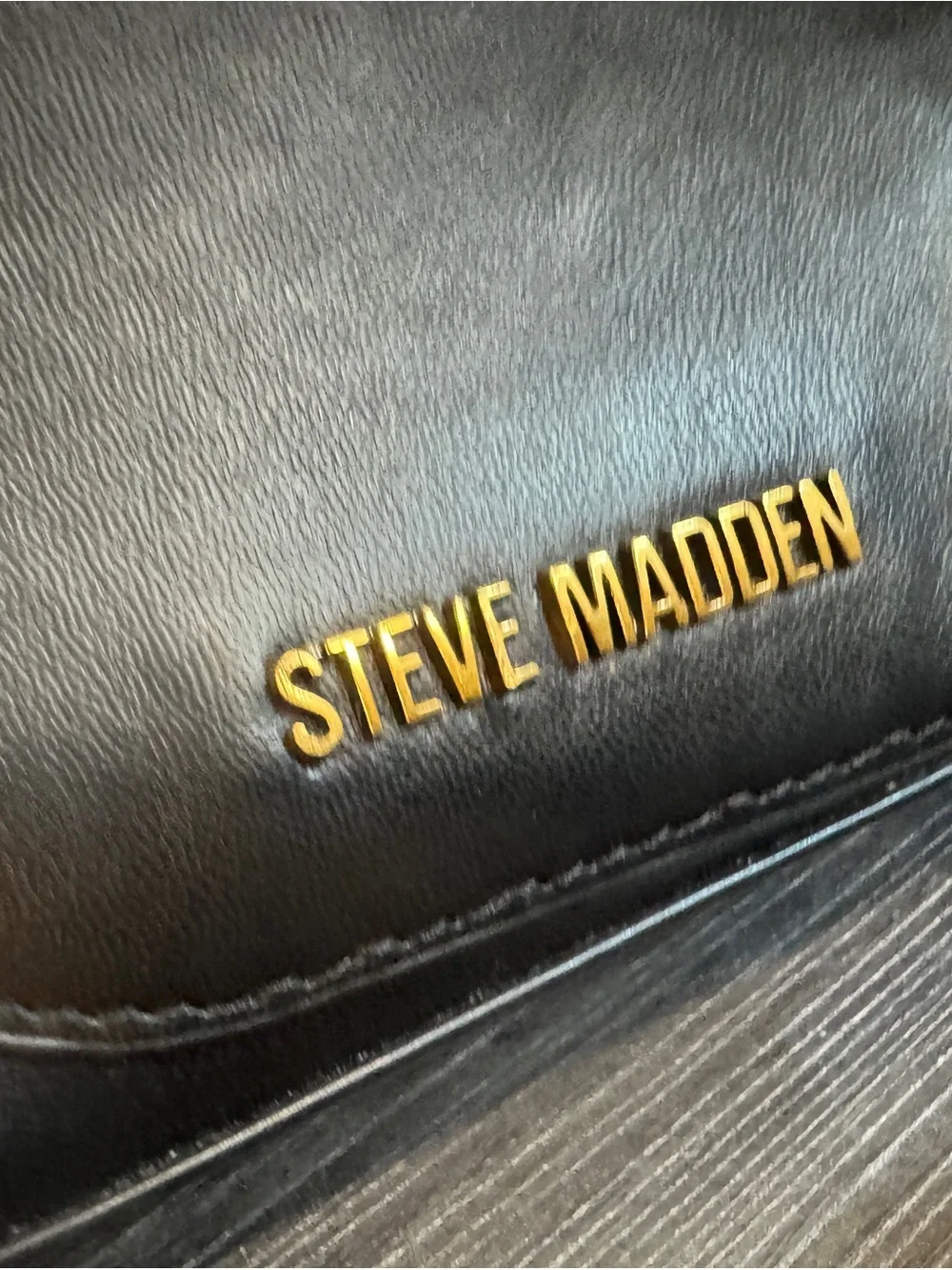 Steve Madden Black Leather Satchel with Colorful Charm Chain